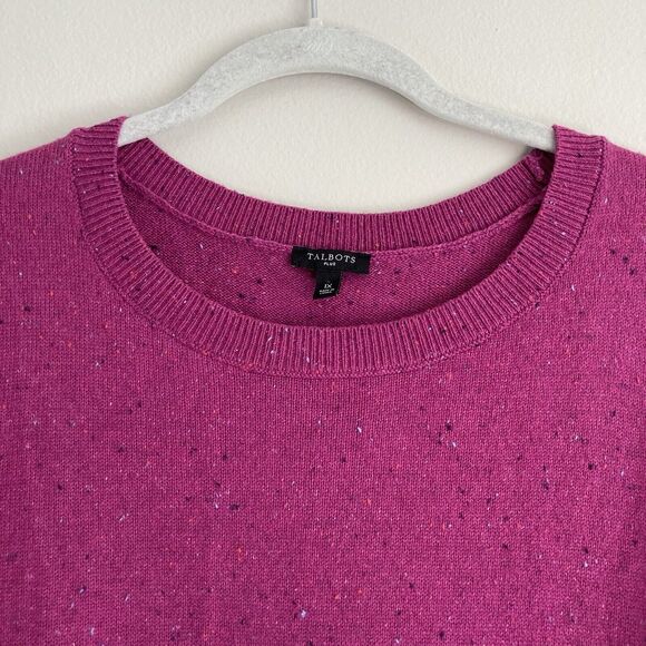Talbots Kitty Tweed Crew Sweater Dress Button Accent Womens Plus 1X Pink - Picture 3 of 10
